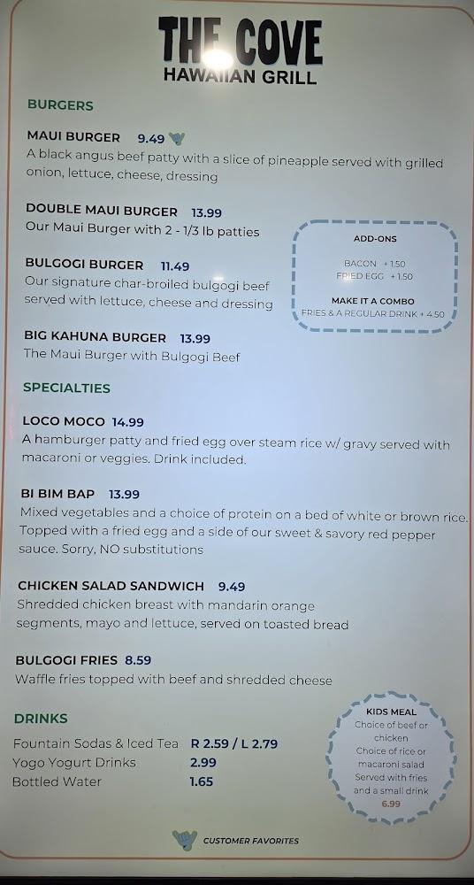 The Cove Hawaiian Grill Menu image 4
